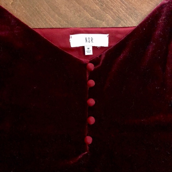 Dark Wine Red Velvet Top - Picture 3 of 3